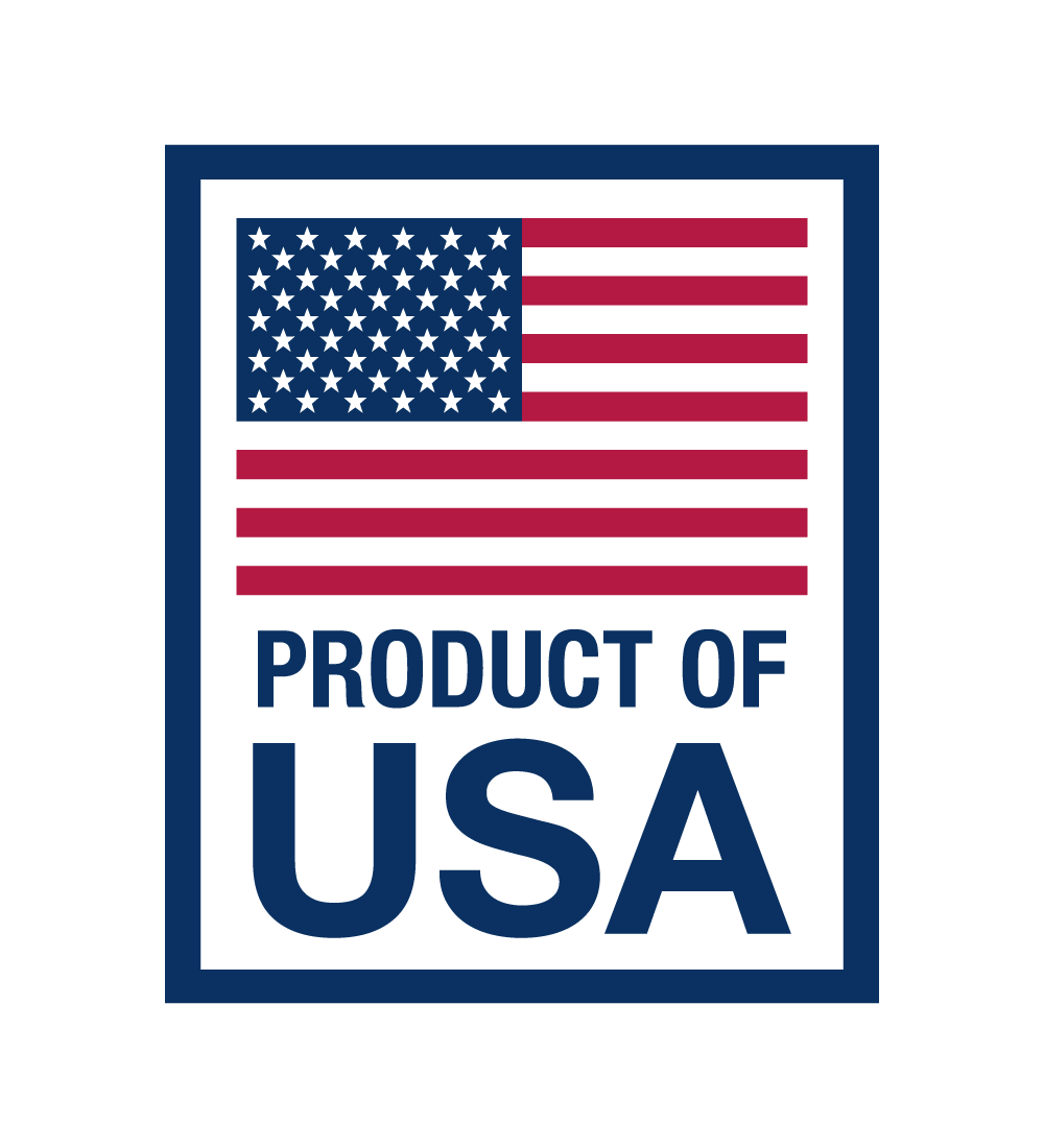 Product of USA label with American Flag