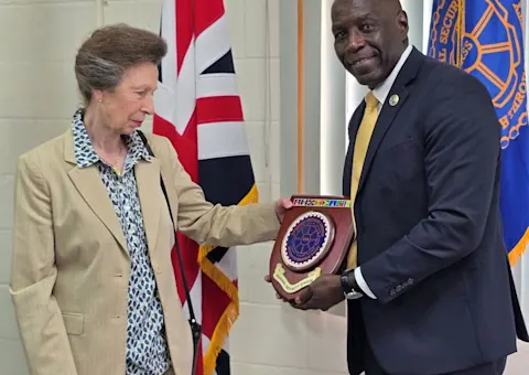 Deputy Executive Director of the RSS Atlee Rodney, presented Her Royal Highness The Princess Royal Princess Anne, with a plaque on behalf of the organisation
