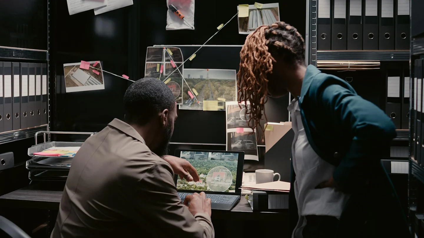 Free photo african american officers examining criminal records in incident room, planning private investigation in police archive. man and woman investors analyzing case files, reading statements. | Image by DCStudio on Freepik