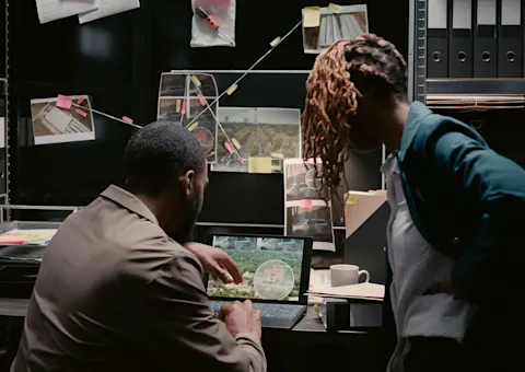 Free photo african american officers examining criminal records in incident room, planning private investigation in police archive. man and woman investors analyzing case files, reading statements. | Image by DCStudio on Freepik