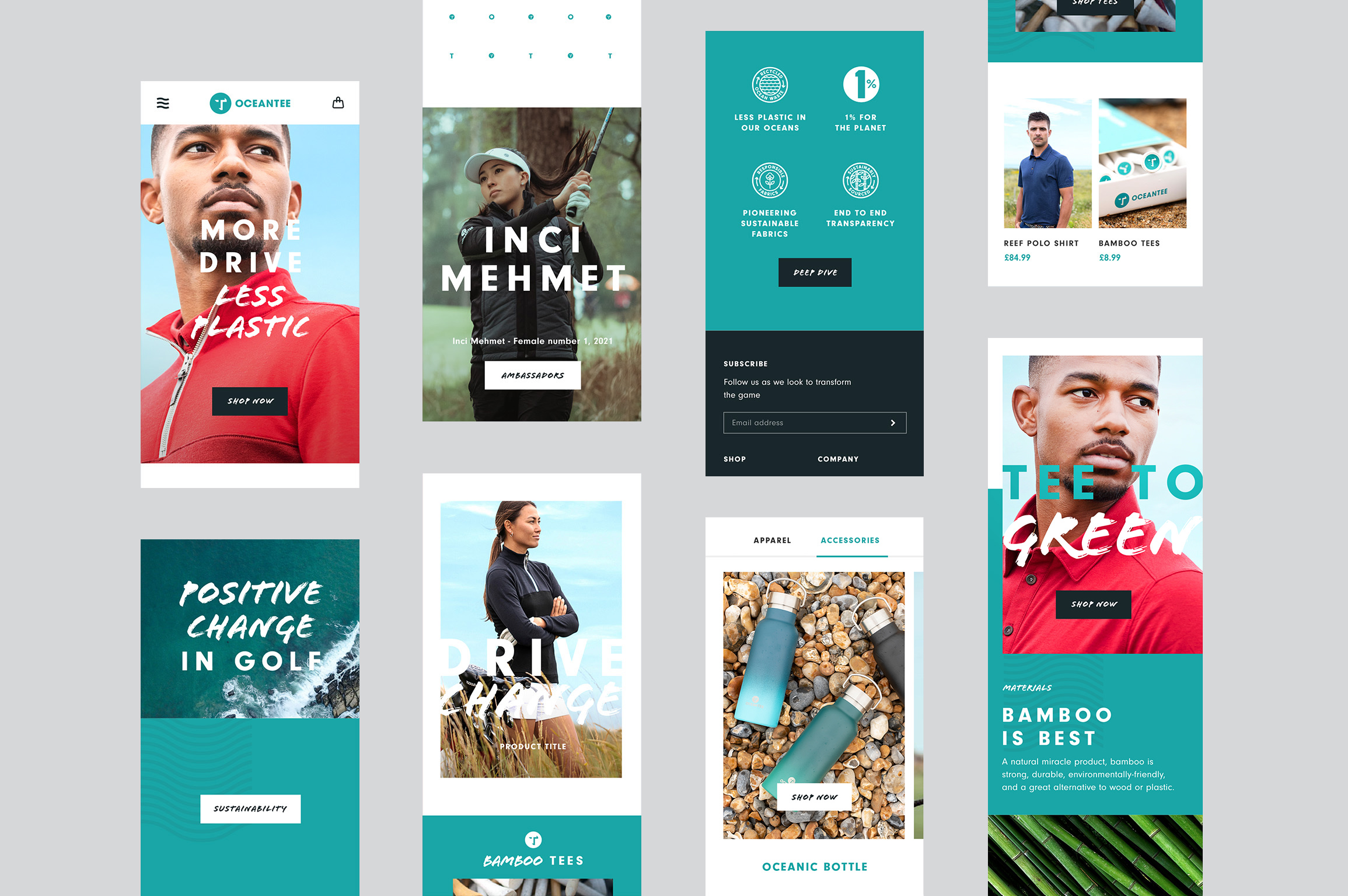 OCEANTEE golf website ux ui mobile visual