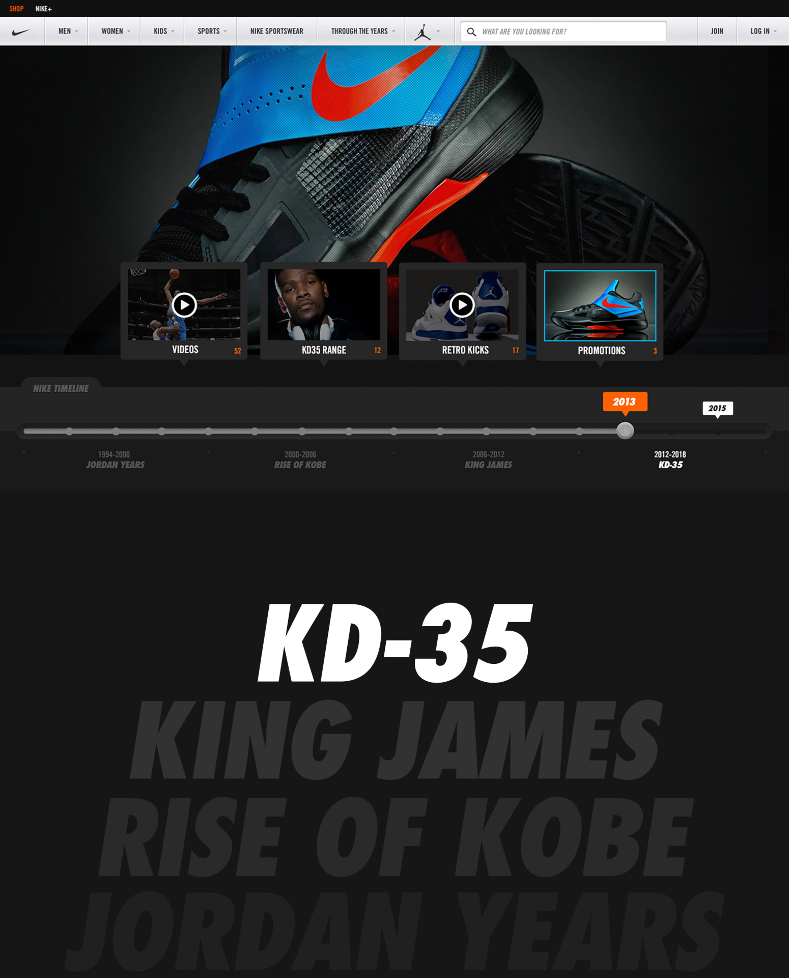 Nike Basketball product promotion kevin durant website