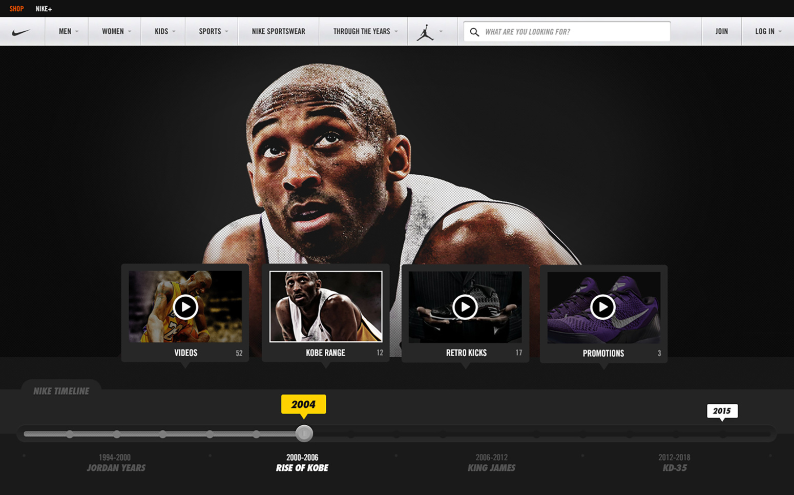 Nike Basketball kobe bryant feature page website