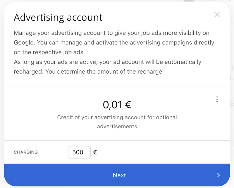 In the preview, you can see the advertising budget