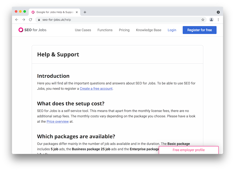 Mais informações sobre o Google para Empregos