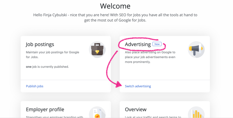 Para colocar un anuncio, sólo tiene que hacer clic en el botón "Colocar anuncio".