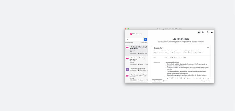 Captura de ecrã da aplicação Mac