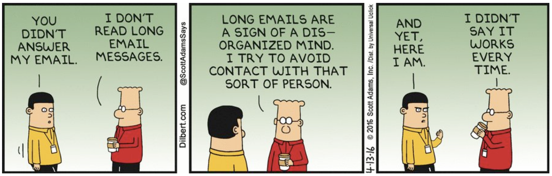 Long read. Dilbert Human resources. Дилберт картинка sceptics are always right. A long email.