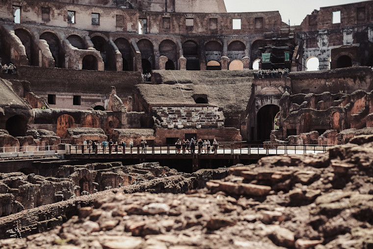 The Colosseum's arena floor is the very spot gladiators once fought.
