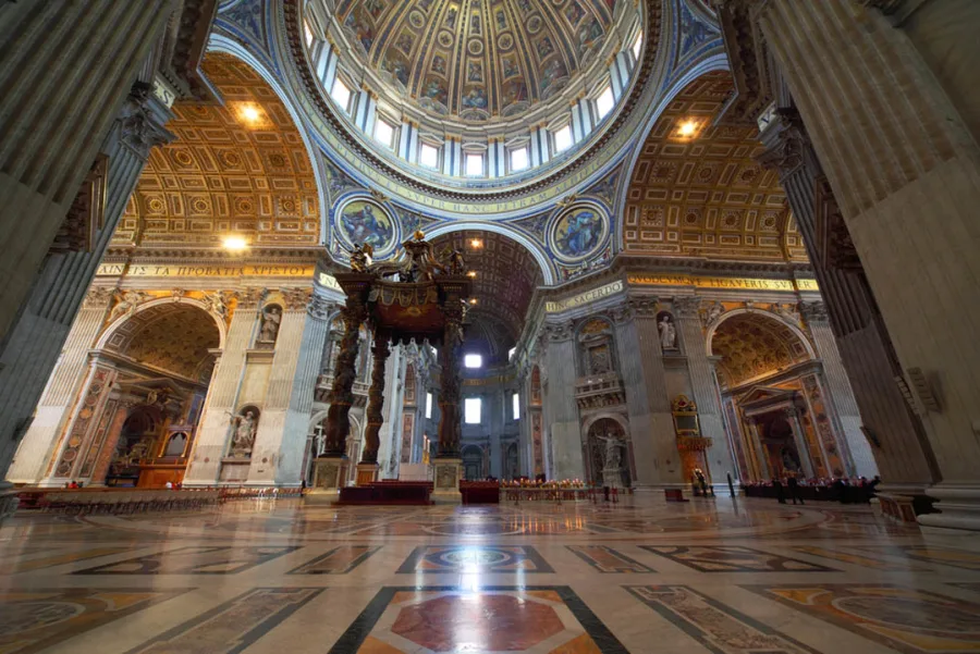 Bernini's Baldachin inside St. Peter's Basilica.