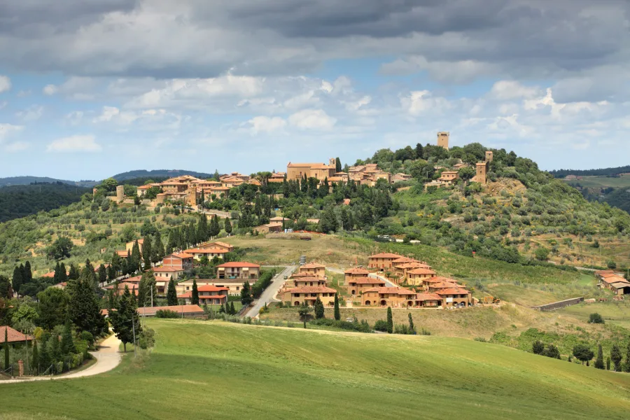 Drink in spectacular views of the Val D'Orcia region in Tuscany.