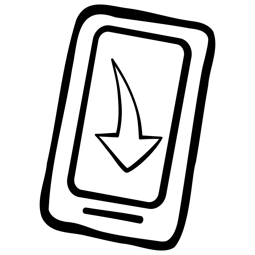 Das Symbol zeigt ein Smartphone mit einem nach unten zeigenden Pfeil auf dem Bildschirm.