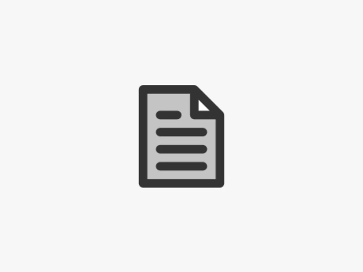 Symbol eines grauen Dokuments mit Textlinien auf weißem Hintergrund.