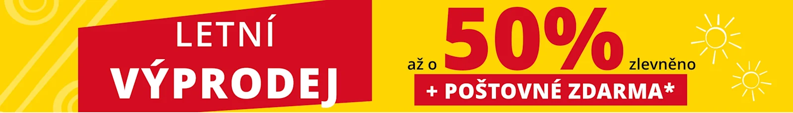 Letní výprodej až o 50% zlevněno + Poštovné zdarma*