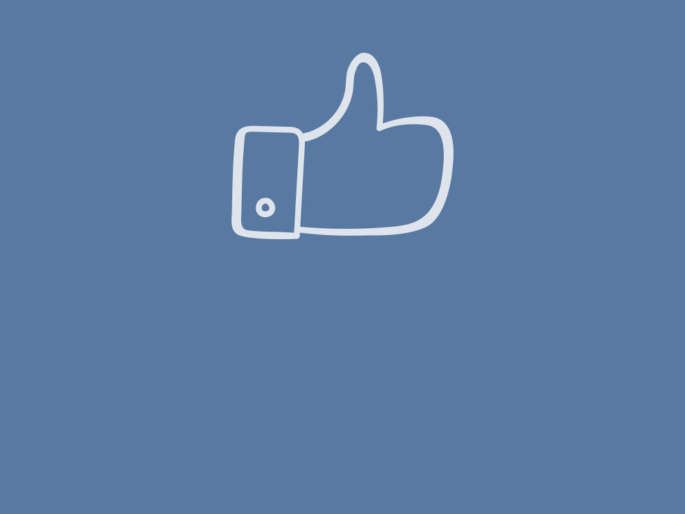 Ikona palce nahoru na modrém pozadí.