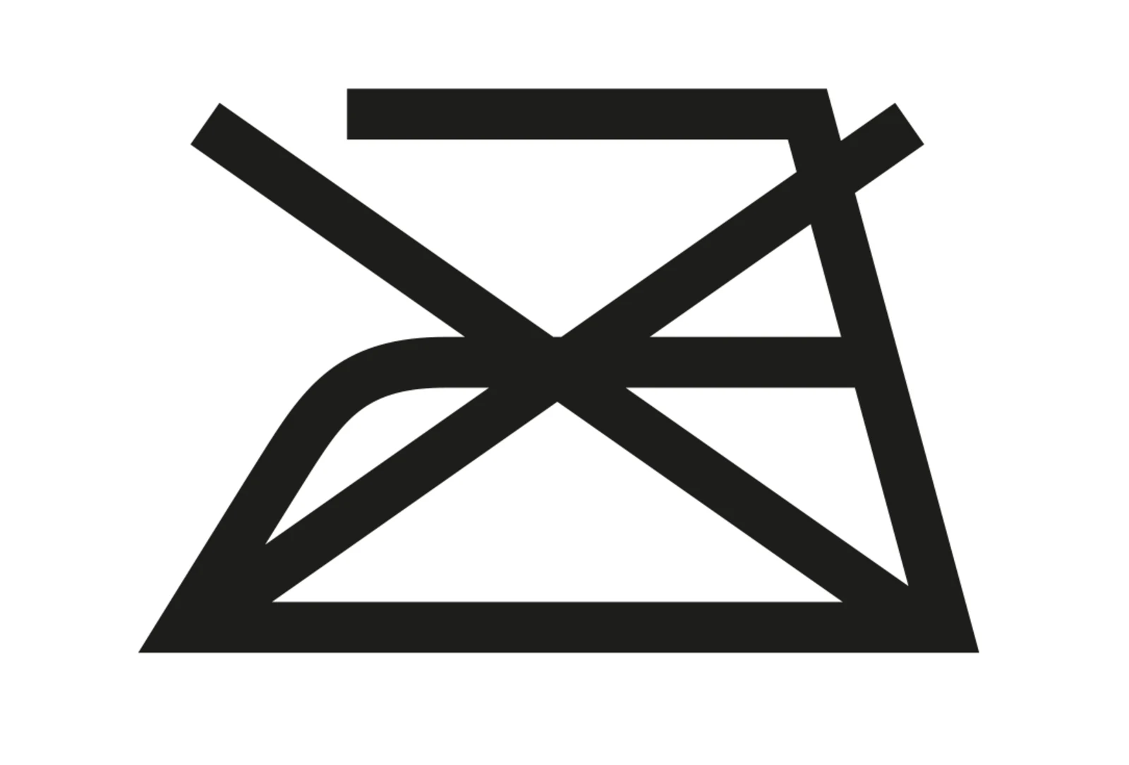 Symbol für Nicht bügeln, durchgestrichenes Bügeleisen in Schwarzweiß. Symbol für Nicht bügeln, durchgestrichenes Bügeleisen in Schwarzweiß.