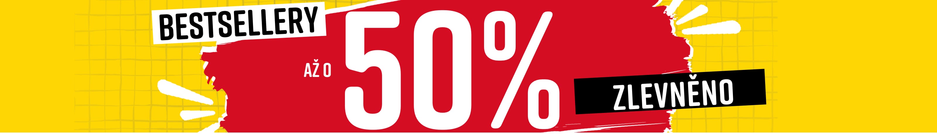 Text na obrázku: Bestsellery až o 50% zlevněno