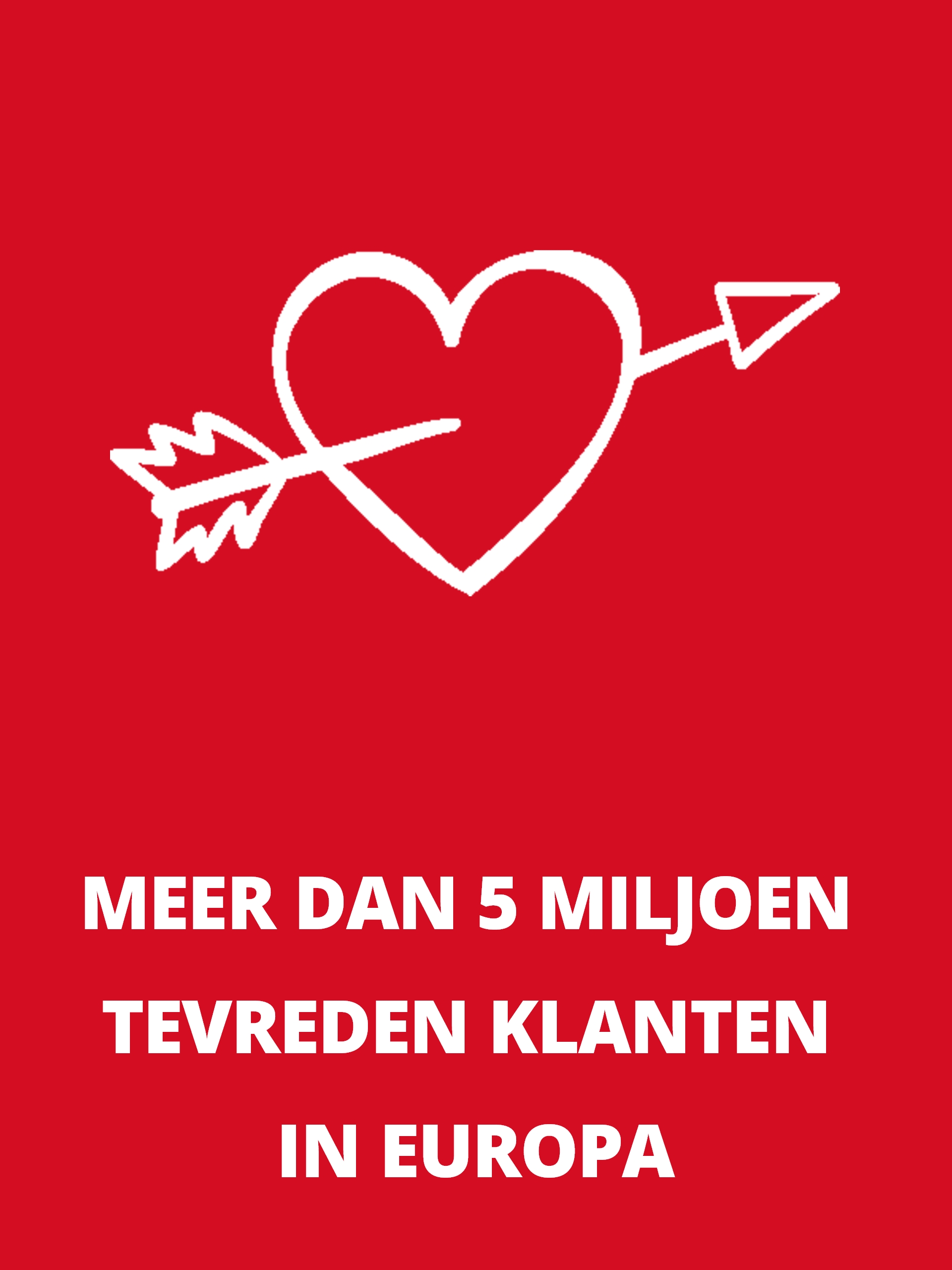 Rechthoekige infobox met een wit hartsymbool en de tekst: “Meer dan 5 miljoen tevreden vrouwelijke klanten in Europa