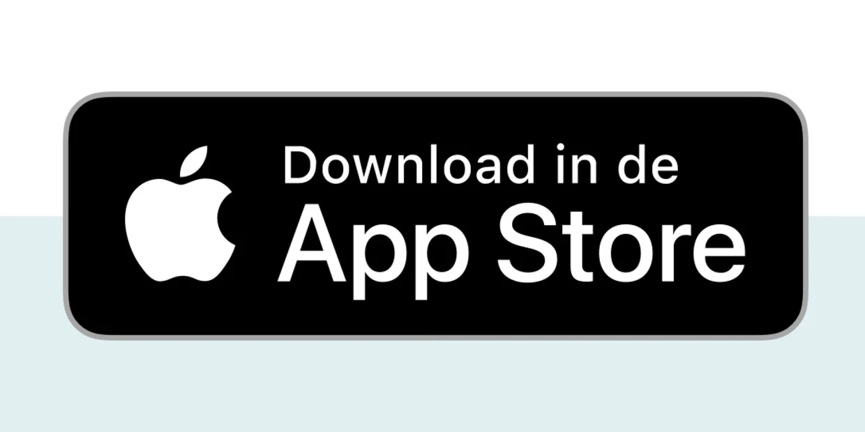 Knop met Apple-logo en tekst 'Laden im App Store' op een zwarte achtergrond.