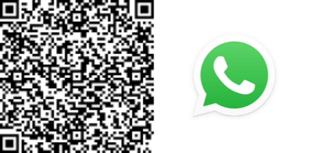 QR-Code neben dem WhatsApp-Logo QR-Code neben dem WhatsApp-Logo