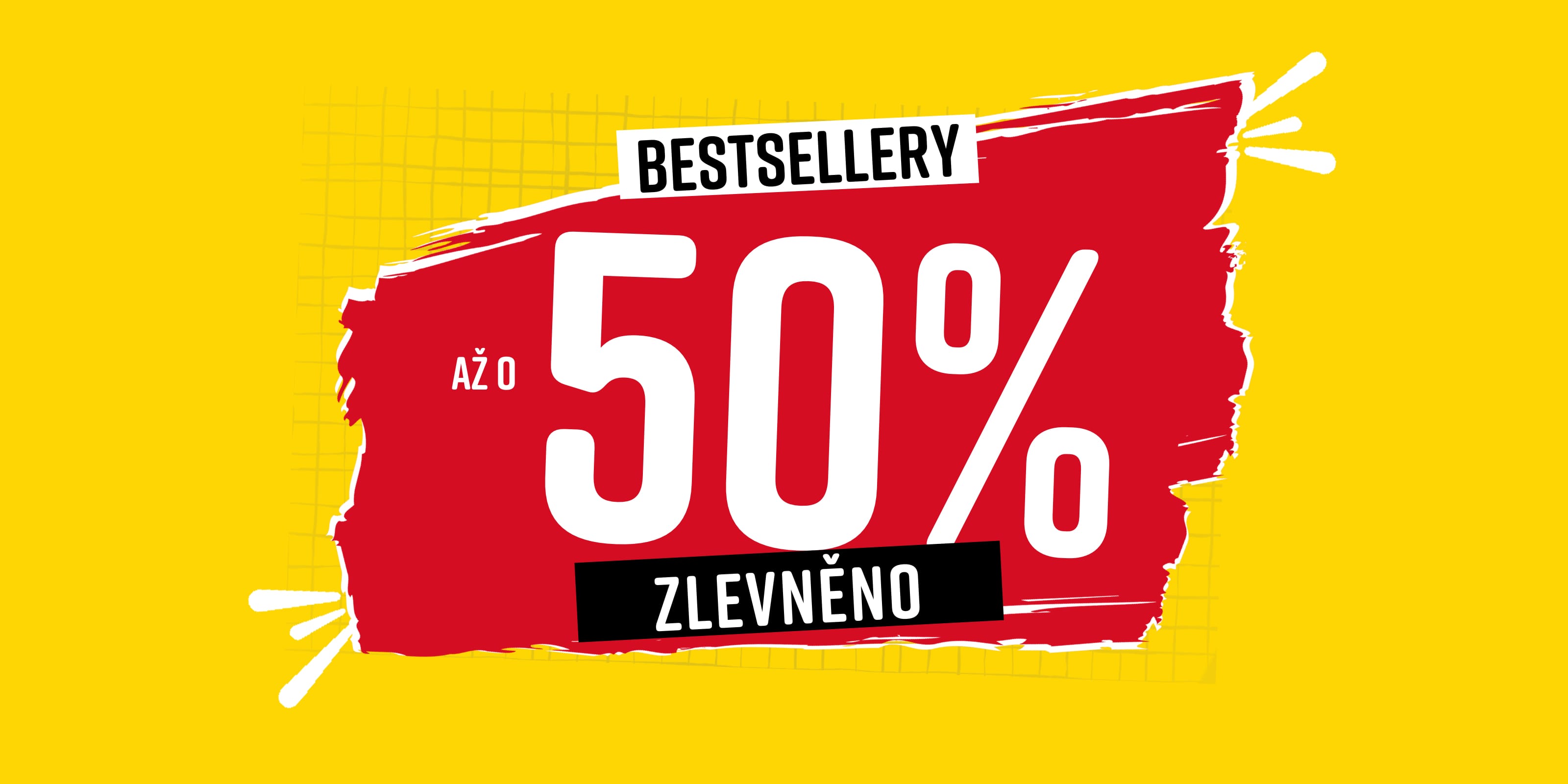 Text na obrázku: Bestsellery až o 50% zlevněno