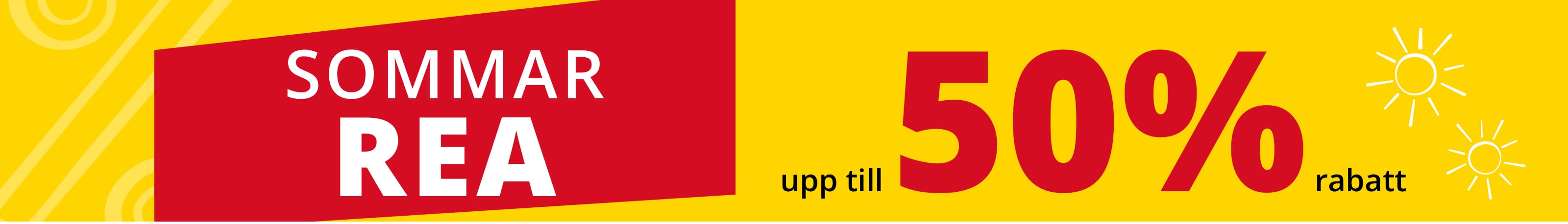 Text i bilden: Sommarrea upp till 50% rabatt