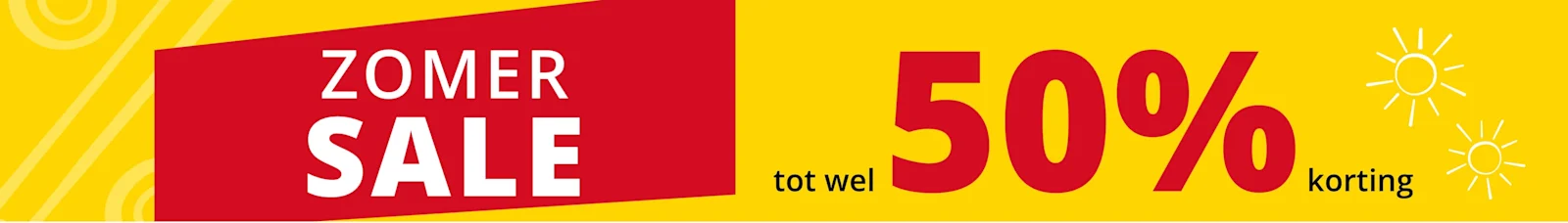 Tekst in de afbeelding: Zomer sale tot wel 50% korting