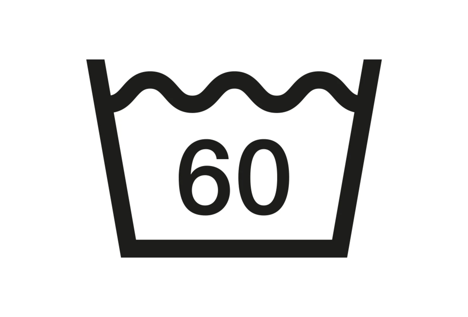 Waschsymbol für Maschinenwäsche bei 60 Grad. Waschsymbol für Maschinenwäsche bei 60 Grad.