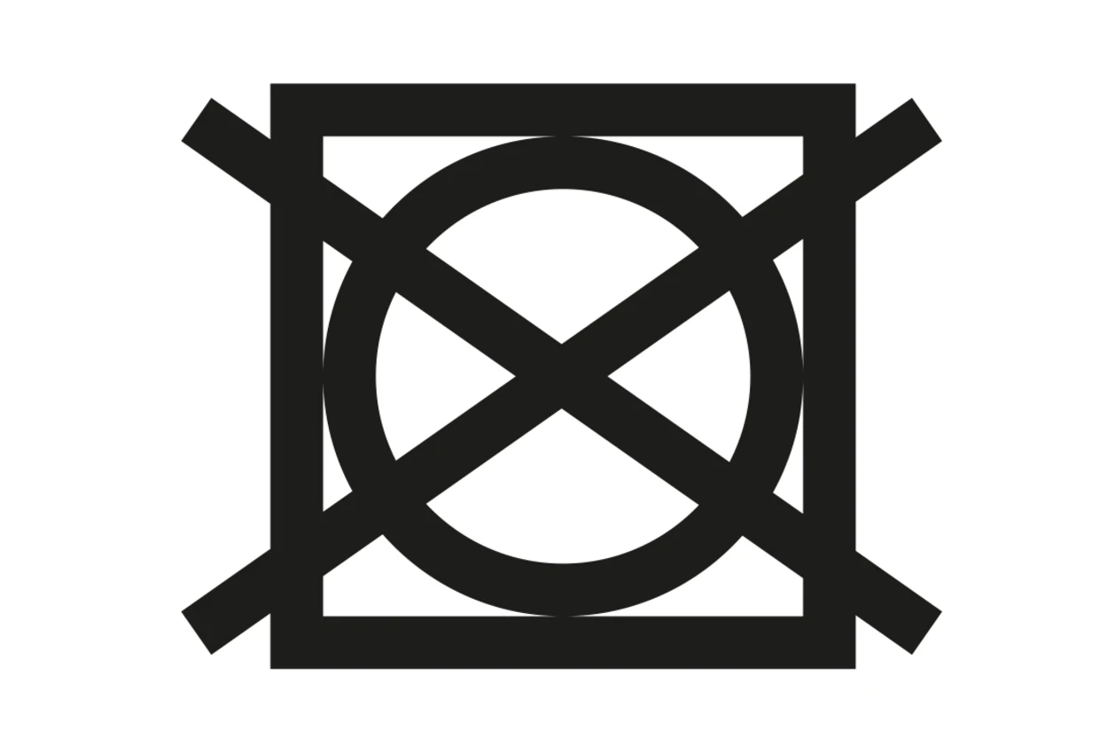 Symbol für Nicht im Trockner trocknen, schwarzes Quadrat mit Kreis und Kreuz. Symbol für Nicht im Trockner trocknen, schwarzes Quadrat mit Kreis und Kreuz.