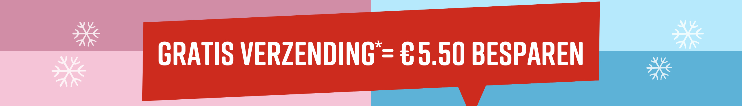 Rode reclamevlak met witte tekst 'Gratis Versand - alleen vandaag besparen'.