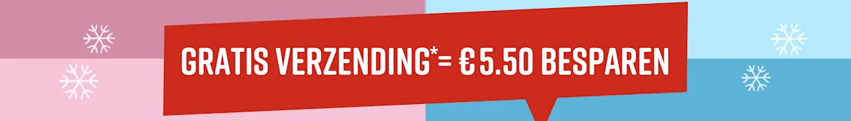 Rode reclamevlak met witte tekst 'Gratis Versand - alleen vandaag besparen'.