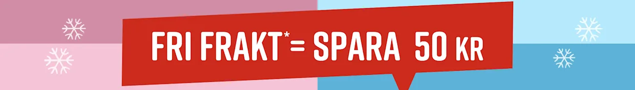 Röd reklamyta med vit text 'Gratis Versand - endast idag spara'.