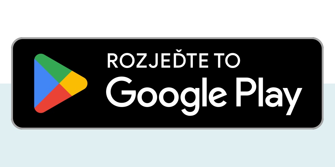 Tlačítko s textem Te na Google Play a logem Google Play.