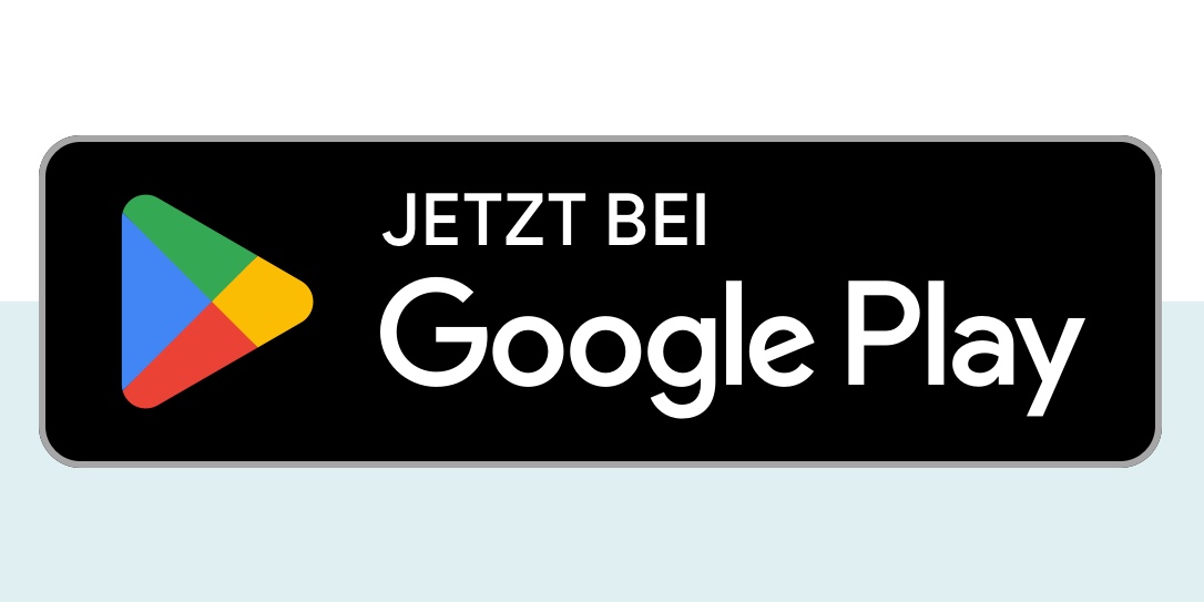 Schwarzes Banner mit Google Play-Logo und Text Jetzt bei Google Play.