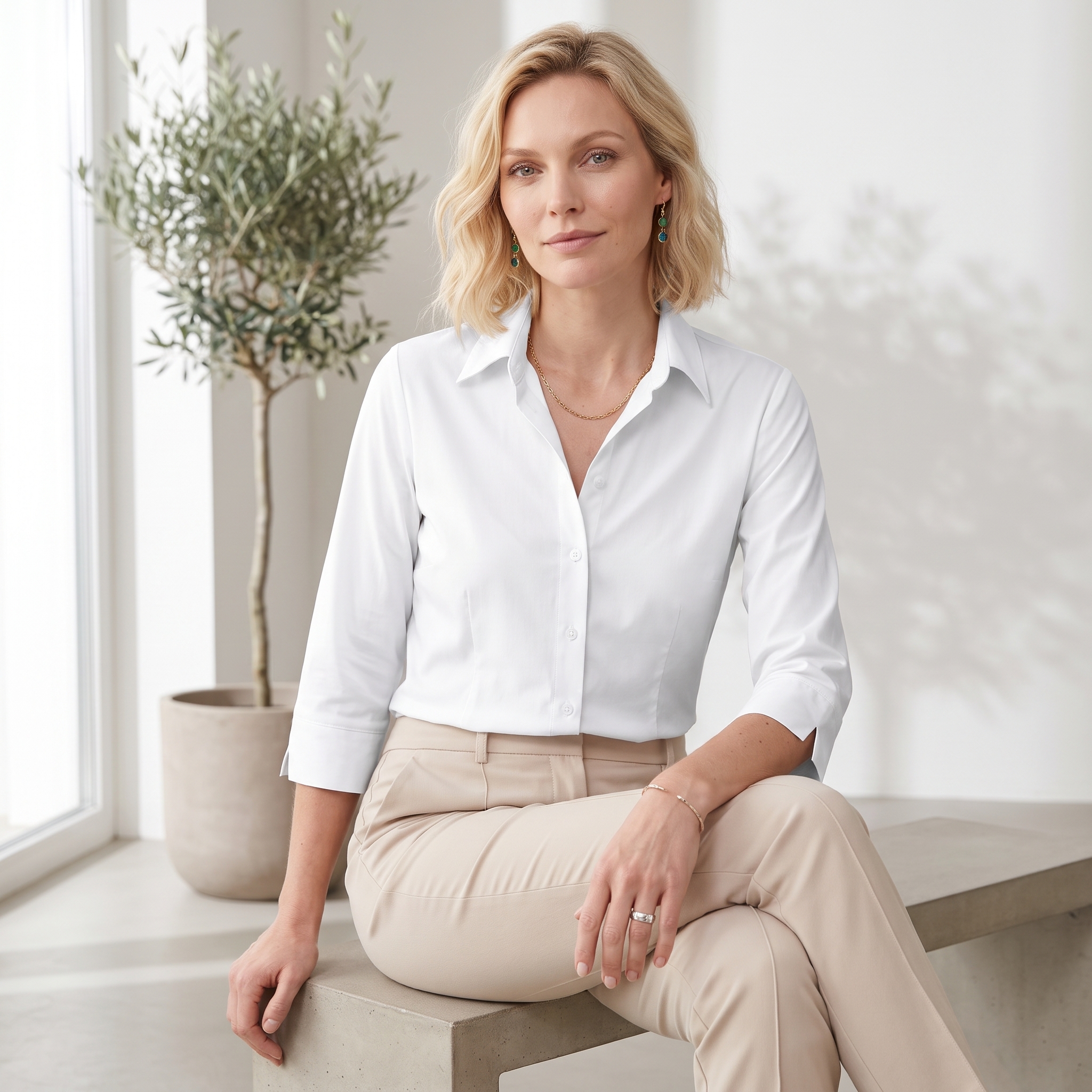 Biesenhose mit glänzendem Shirt und kurzer Jacke bei einer Familienfeier