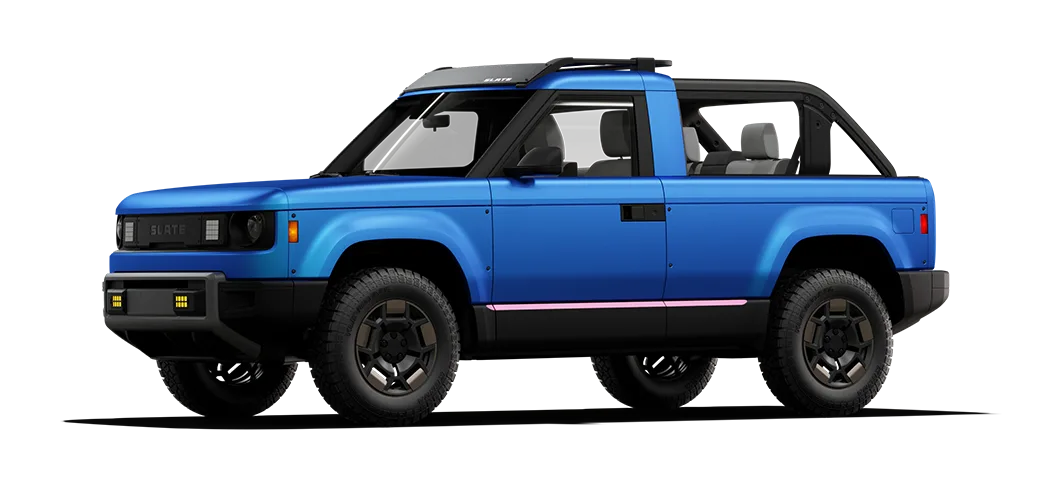 Blue Slate Truck with open air kit, wheels and decals.