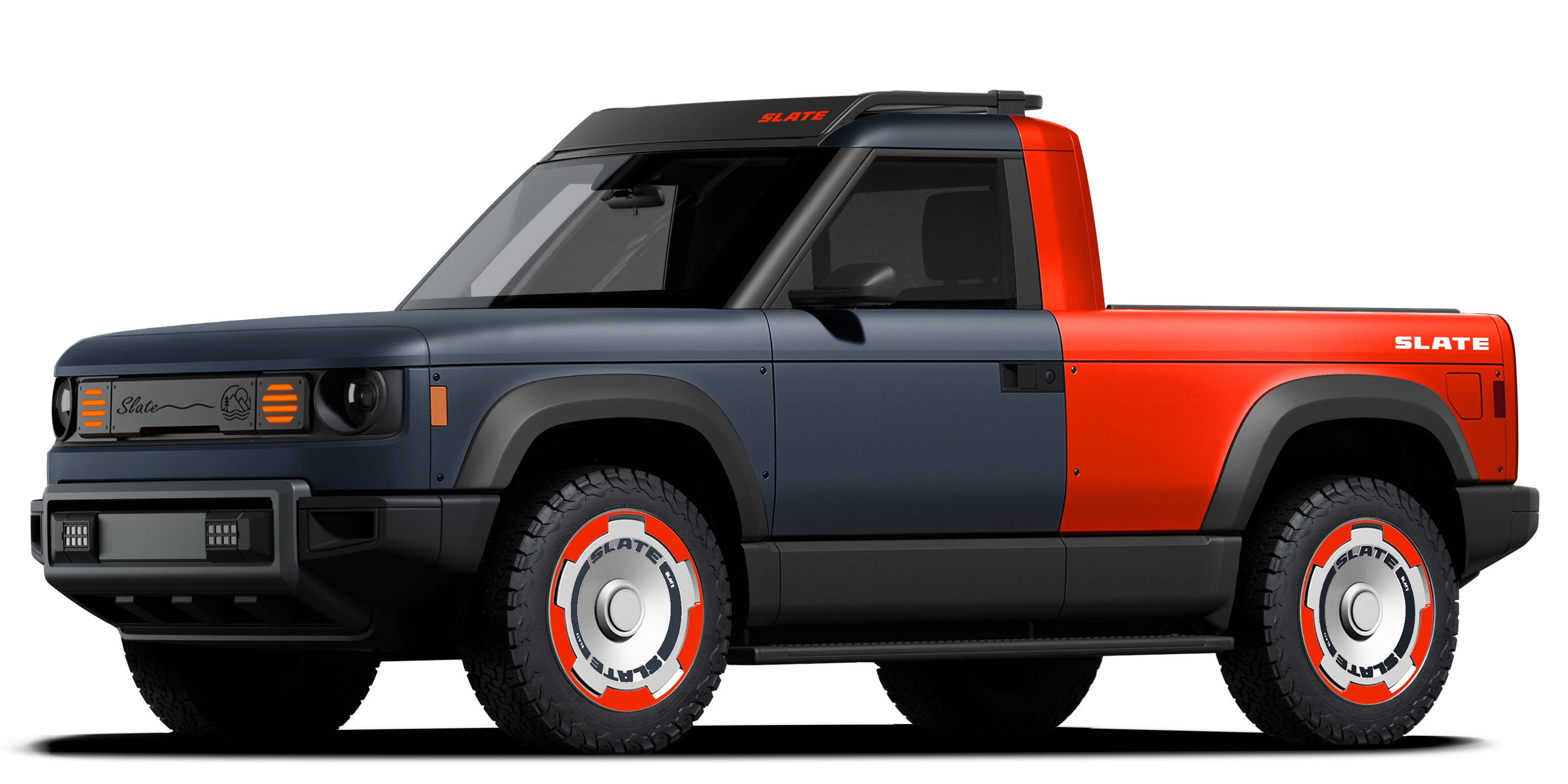 black and red truck