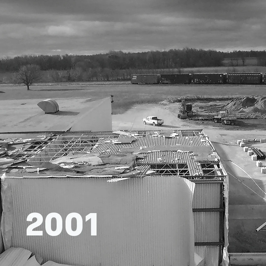 Roof damage after a tornado 