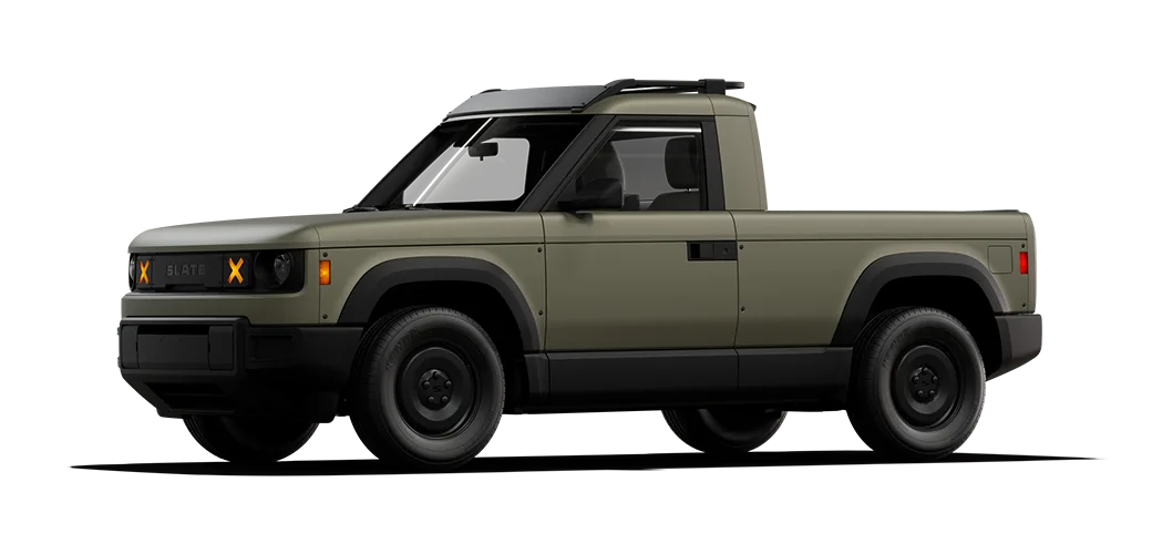 Slate Truck with green full body wrap and roof rack