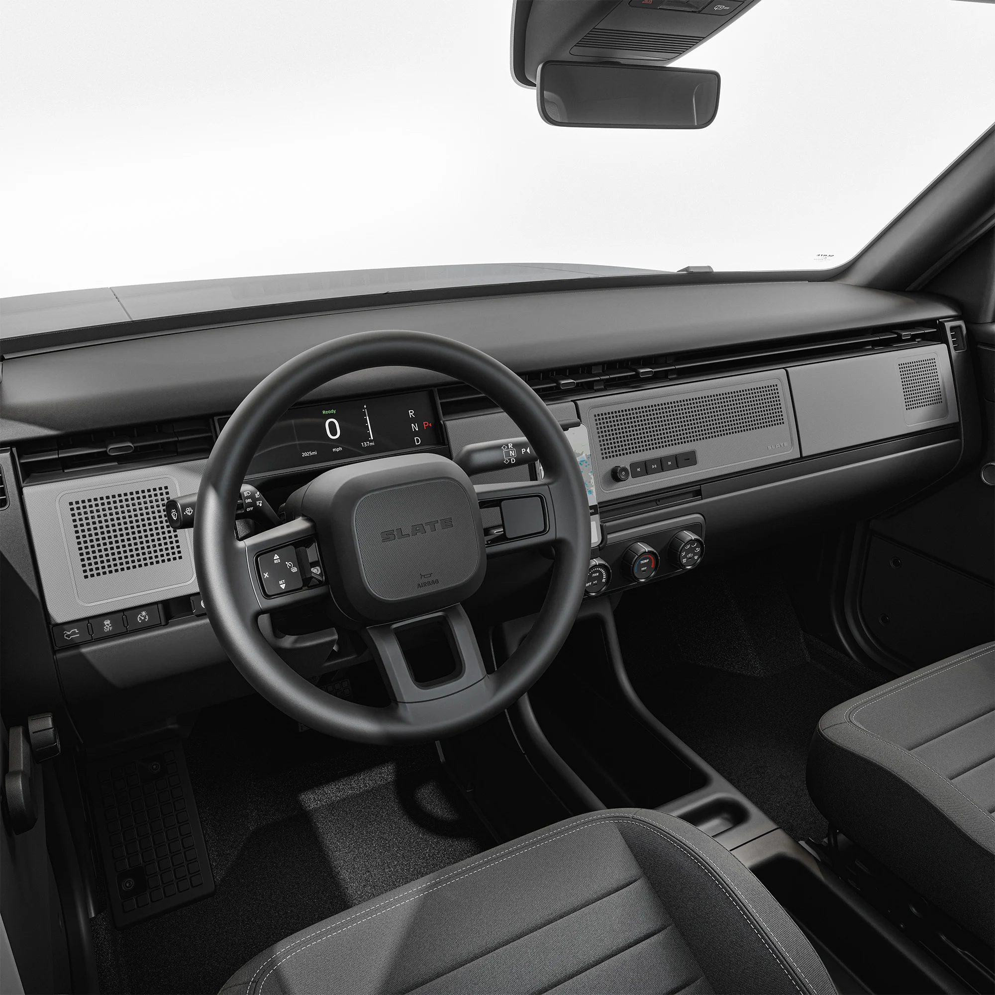 Interior view of accessory dash speaker system.