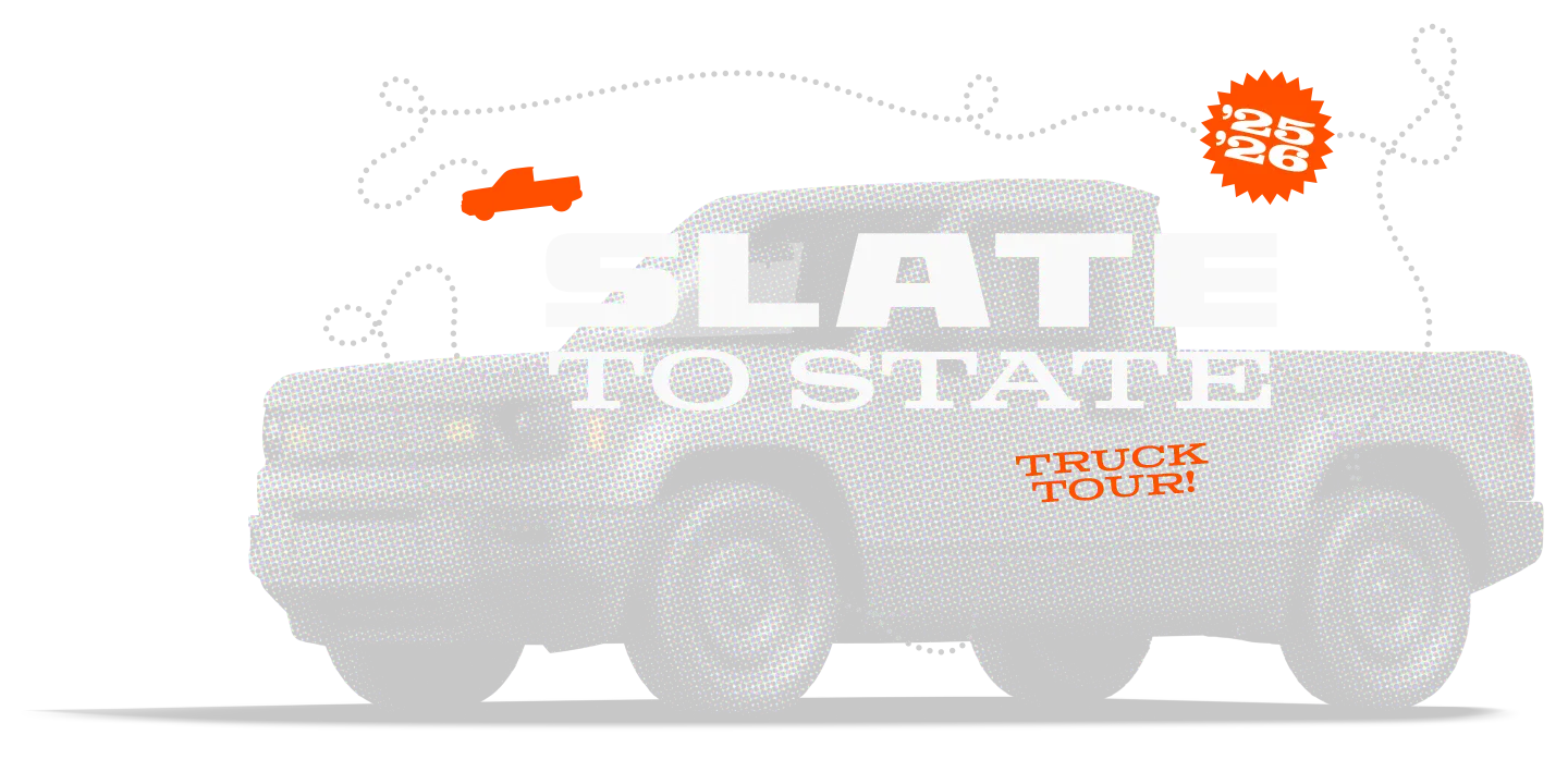 Slate to state map with truck