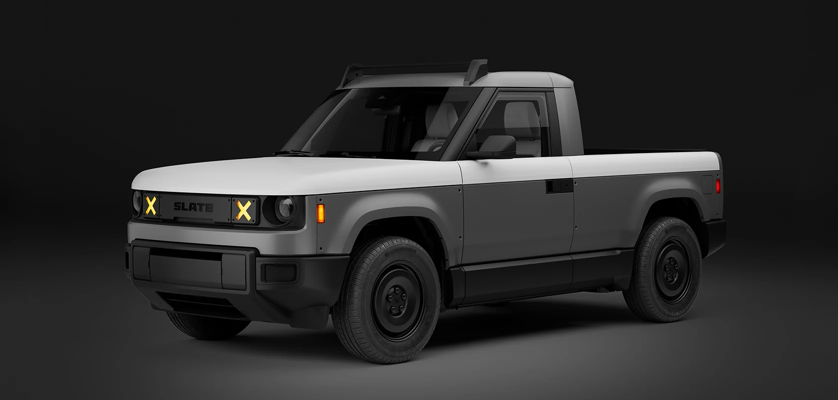Front view of Slate Truck with upper body wrap in light gray