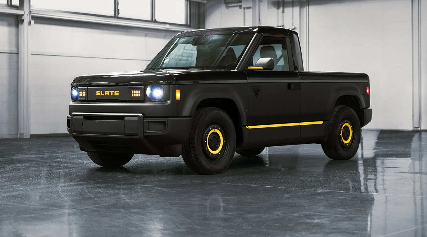 Slate truck with black and purple accents
