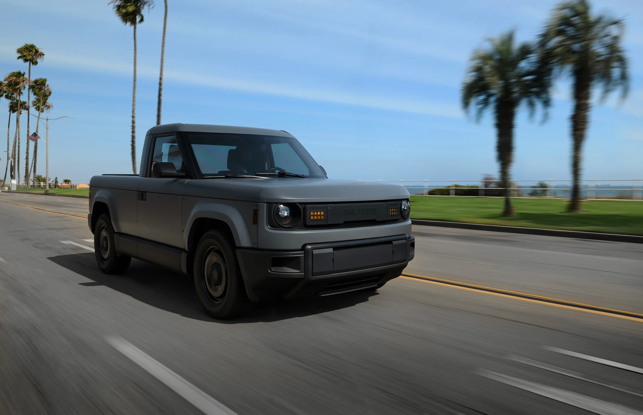 Gray Slate Truck on beach