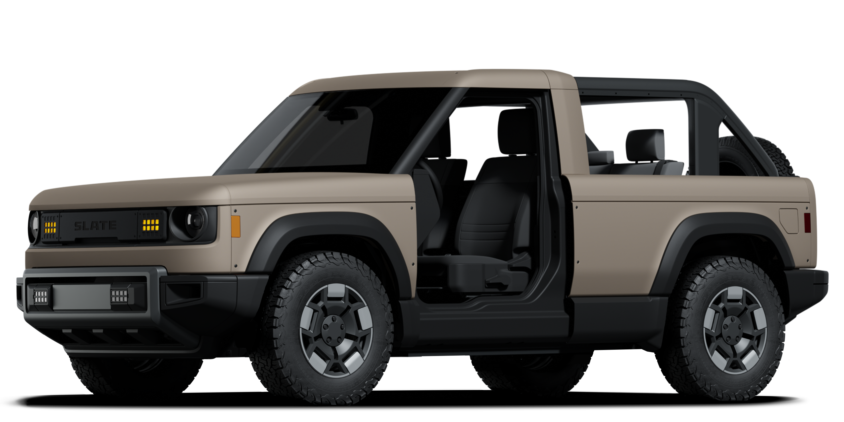 tan safari SUV with no door