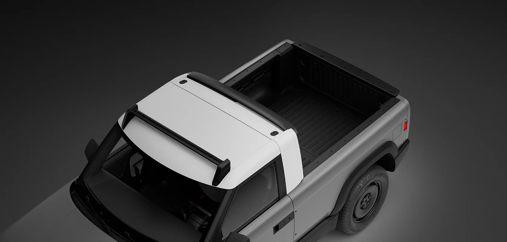 Overhead view of Slate Truck with roof wrap in light gray