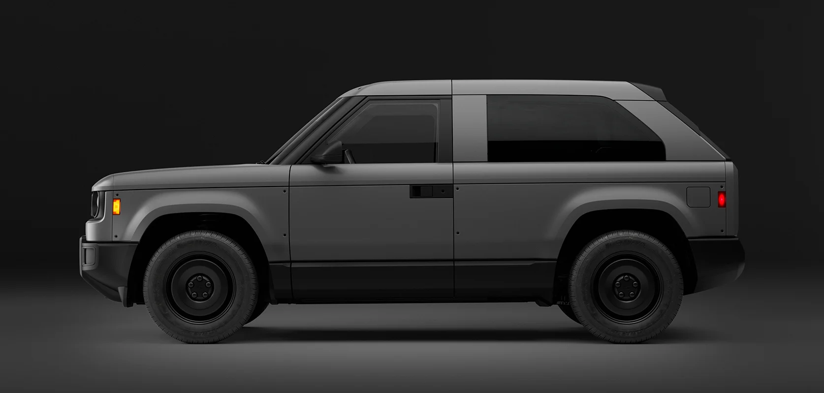 Side view of gray Slate SUV with Fastback Kit.