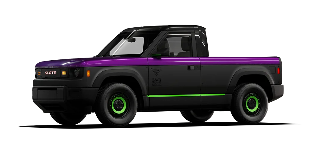 Slate Truck with purple and green decals
