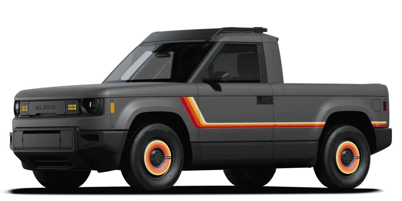 gray truck with magma