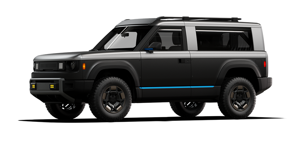 Black and silver Slate Truck with SUV kit and blue highlights, The Ice House starter pack